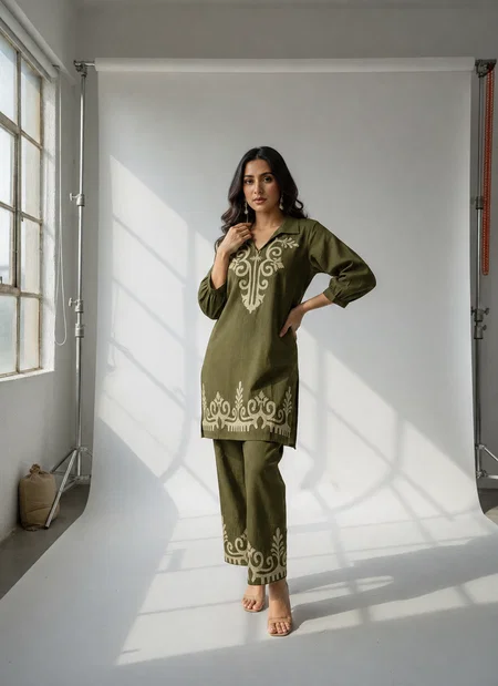Naisha K 718 Cotton Flex Mehnadi colour Stylish Wear Co Ord Set 